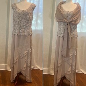 Cameron Black mother of the bride Elegant High Low Lace Dress in Cream